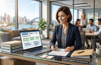 Confident HR/compliance professionals appearing focused and in control, not stressed