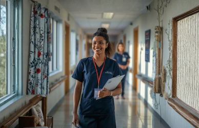 New graduate nurse starting her first shift in an Australian hospital.